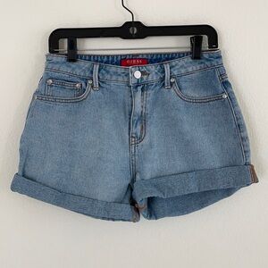 Guess Rose Embroidered Pocket Denim Shorts